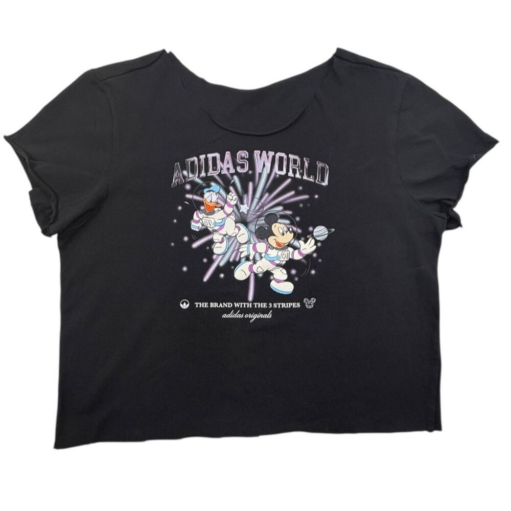 Adidas x Disney Collab T Shirt Mickey Donald Space Cropped Reworked XL